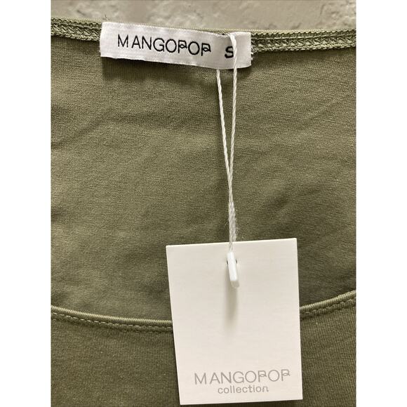 Mangopop Bodysuit Women Sz Small Olive Green Snap Bottom Long Sleeve - Picture 2 of 9